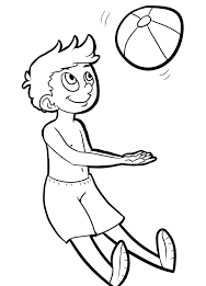Coloring book boy bouncing ball
